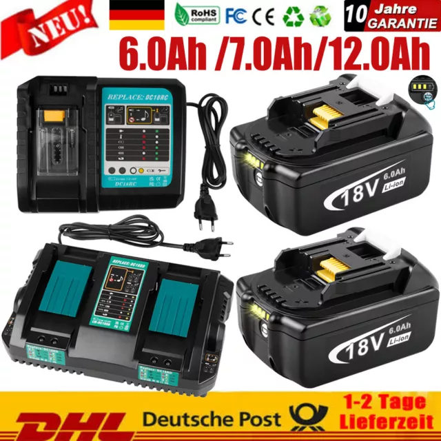 18V 6.0Ah 12.0Ah 7Ah Akku Für Makita BL1850 BL1830 BL1860B Led Doppel Ladegerät