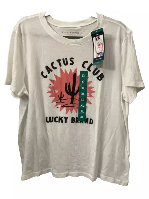 NWT Lucky Brand Women's Cactus Club T-Shirt White Size XL