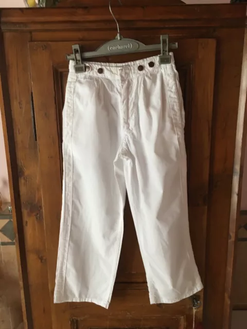 cp company vintage pantaloni in cotone bianco con elastico in vita.Anni 5/6.