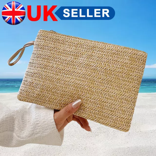 Straw Clutch Purses For Women Summer Beach Handbags Wedding Envelope Wallet HOT!