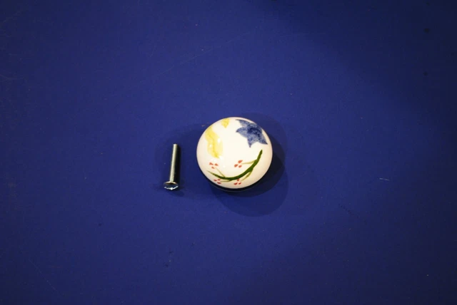 Ceramic Cabinet Dresser Drawer Knob Pulls Floral Flower 