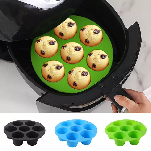 3 Stampini Muffin Per Friggitrice Ad Aria - Silicone Antiaderente, 7 Fori, Per Cupcake E Brownies - Foto 5