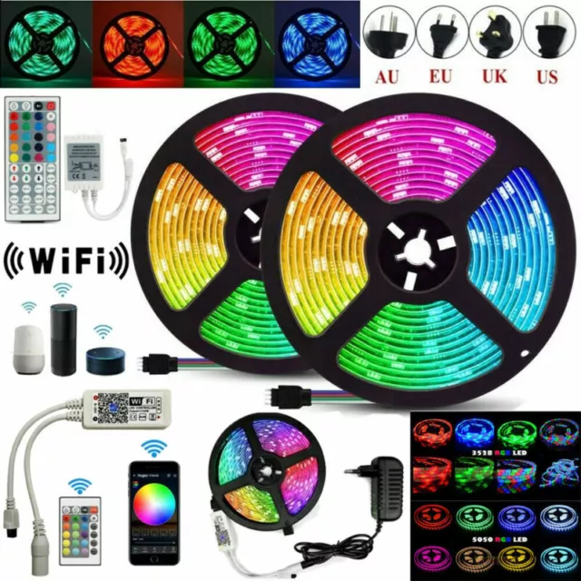 5/10/20M LED Strip tape Light 5050 3528 SMD RGB WIFI IR bluetooth Controller 12V