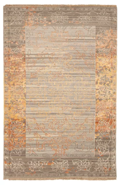 Traditional Hand-Knotted Bordered Carpet 5'3" x 7'9" Wool Area Rug