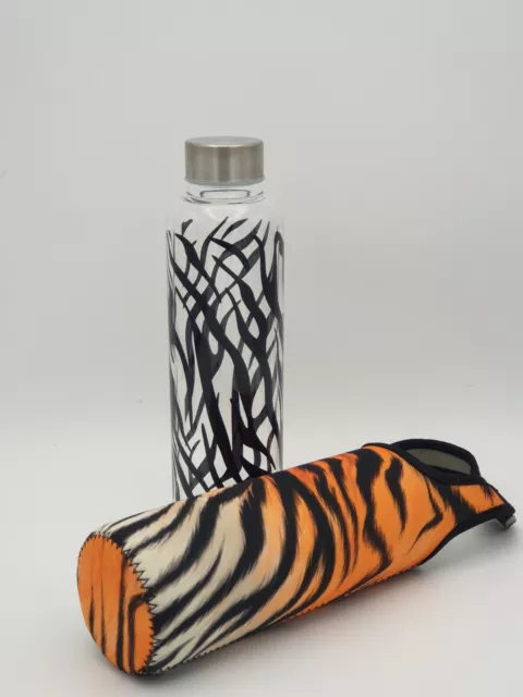 *NEU Sports and Stripes Glasflasche Wasserflasche mit Neoprenhülle, Trinkflasche