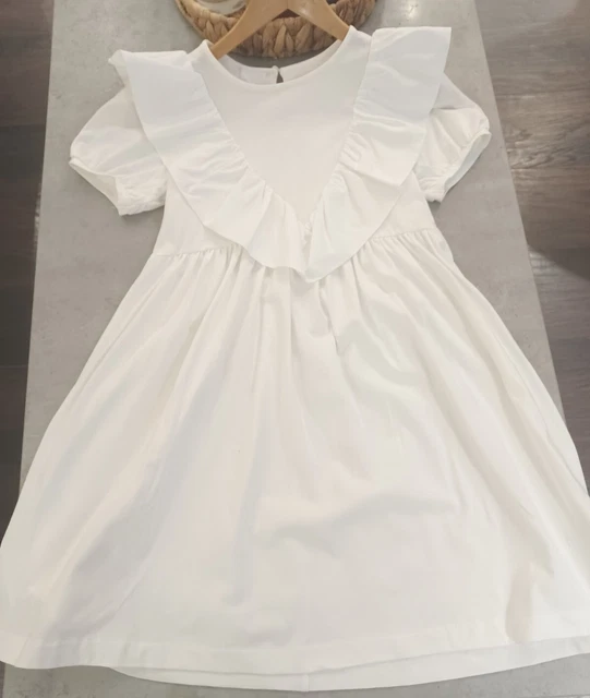 Zara Bellissimo Abito Estivo Bianco Maniche Corte Bambina Età 10 Anni In Ottime Condizioni
