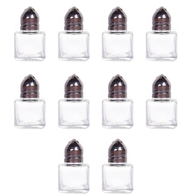 10 Pcs Glass Salt Sauce Shakers Mini Jar Small Terrarium Seasoning Box