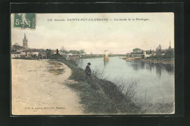 CPA Sainte-Foy-la-Grande, Les bords de la Dordogne 1907