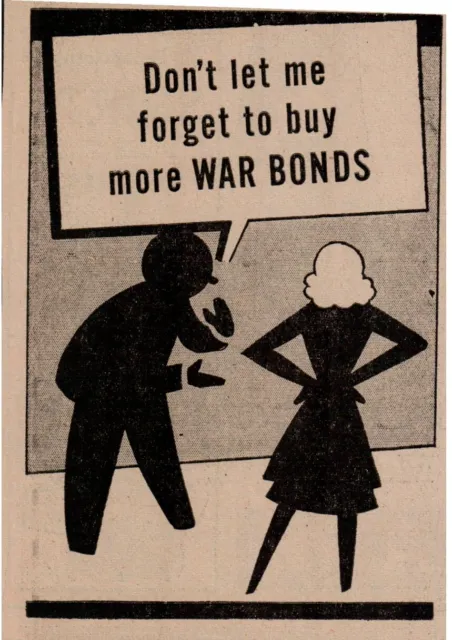 1940's Wartime "Buy More War Bonds" World War 2 Newspaper Ad 6x4"