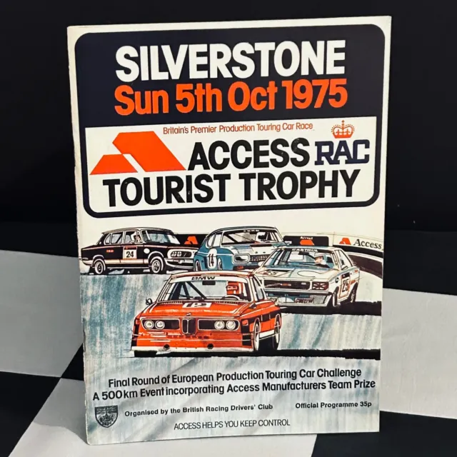 1975 Silverstone Tourist Trophy 500Km Touring Car Programme Bmw 3.0 Camaro Z28