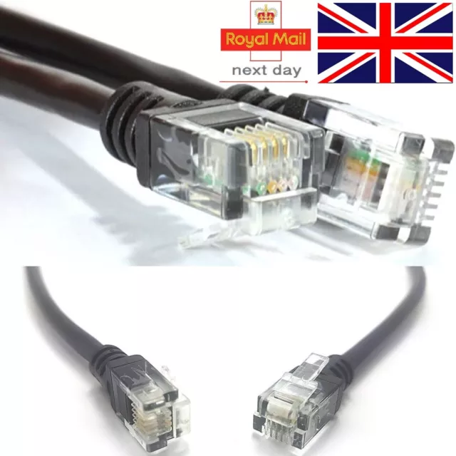 NEW RJ11 To RJ11 Cable ADSL 2 + Broadband Internet Phone Router Lead 1m - 20m