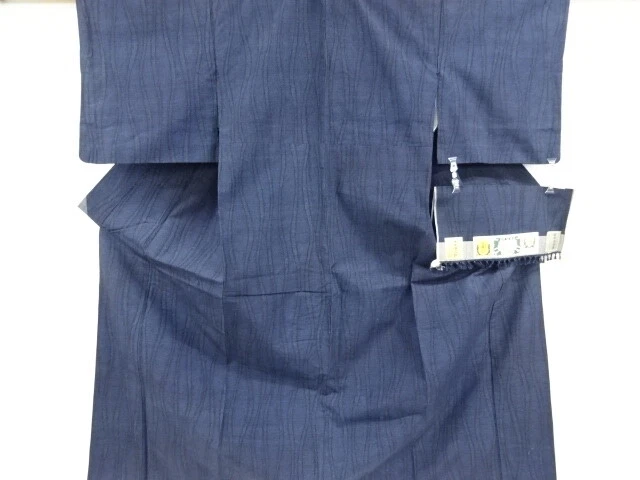 6780411: Japanese Kimono / Antique Kimono / Mawata Yuki Tsumugi / Woven Wavy Str
