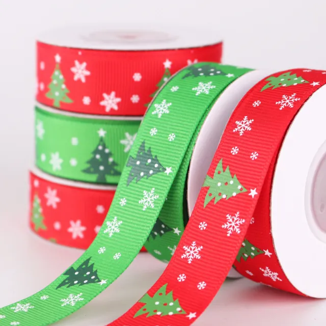 1Roll 9M*2cm Christmas Grosgrain Ribbon Xmas Gifts Wrapping Decor Handicrafts