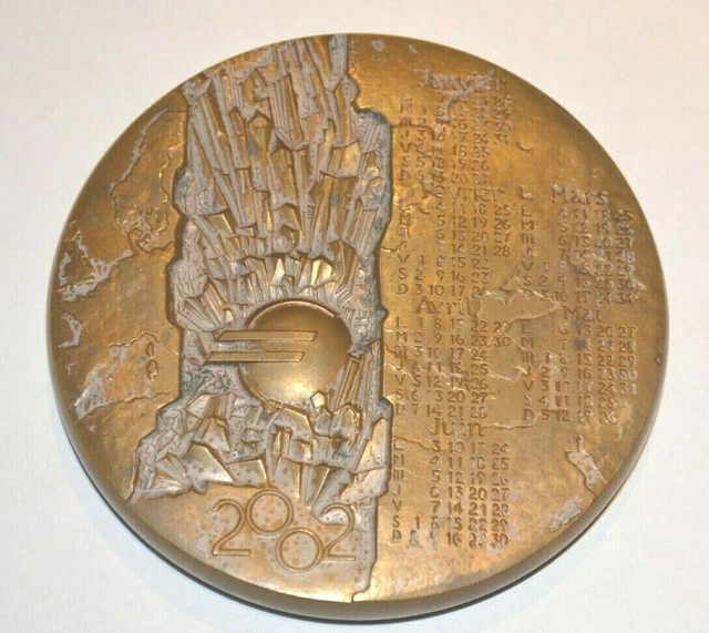 BIG MEDAILLE DE BRONZE CALENDRIER 2001 DE LA MONNAIE DE PARIS SIGNEE R.MAYOT