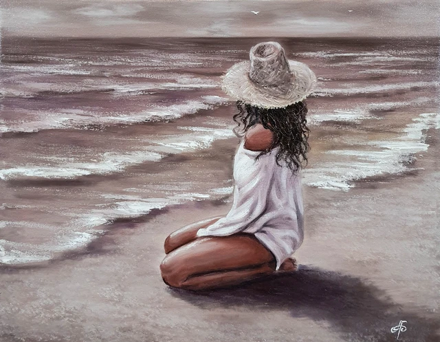 Ukraine Artist Canvas Woman Portrait Sea Wall Art Original Textured Oil Painting