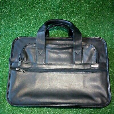 Tumi Mens Bag Leather Briefcase Labtop Bag Black 16.5 x 13"  MSRP $455.00 NEW