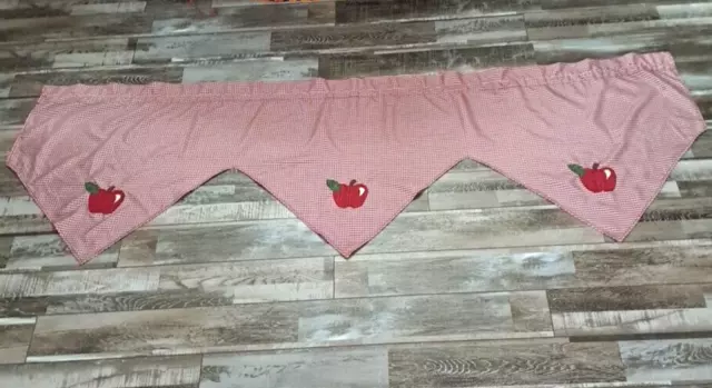 Gingham Apple Valance Swag Applique Farmhouse Country Kitchen Teacher 74x26