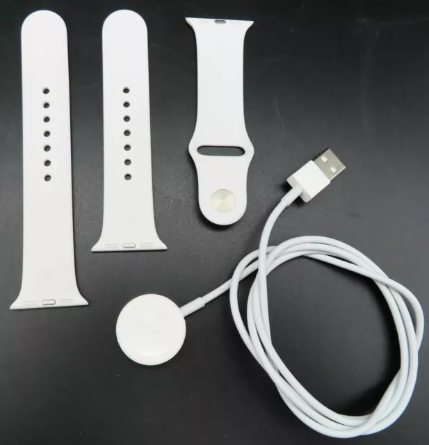 OEM Apple Watch Sport Band + Charger for Series 3, White, 38mm *No Watch*