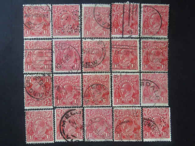 KGV Heads 1 1/2d Red Selection - 1 Page