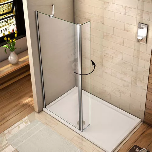 Walk In Shower Enclosure Wet Room Screen&Flipper 8mm NANO Glass Panel Tray+Waste