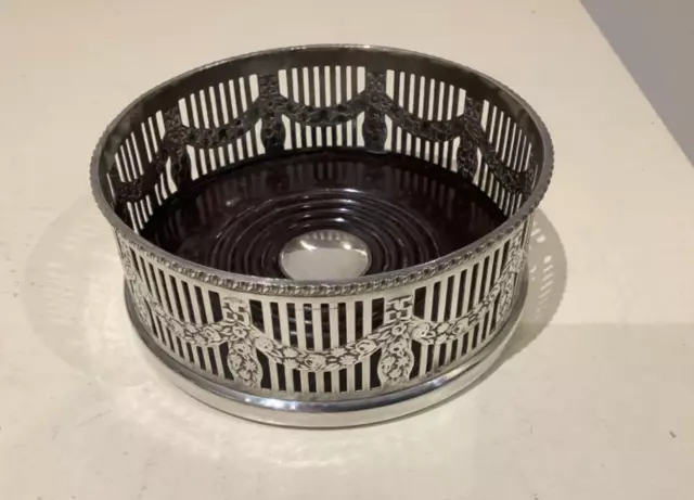 Vintage Viners Silver Plate Champagne / Wine Bottle Coaster