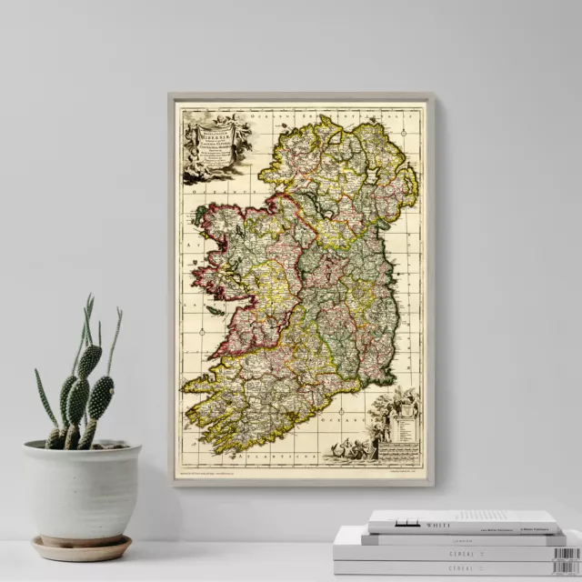 Vintage Map of Ireland From 1710 Photo Print Poster Gift Old Ancient Historic