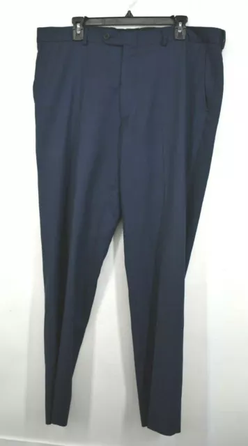 Linea Naturale Luxe Mens Blue Flat Front Zip Fly Luxe Natty Wool Trousers 36