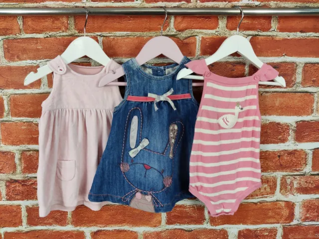 Baby Girls Bundle Age 3-6 Months Next Monsoon M&S Denim Dress Knit Romper 68Cm