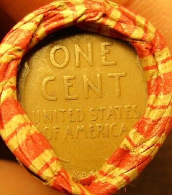 Lincoln Wheat Penny Roll Capped with 1909 VDB and IH Cent 50 Coins   1 Roll