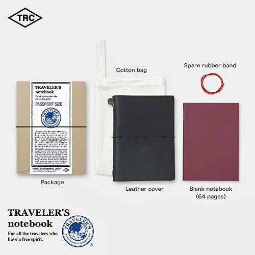 ミドリ(MIDORI) Traveler's Notebook, Passport Size, Black 15026006 2