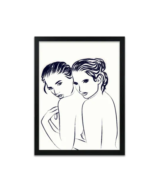 Nude Lovers Lesbian print, poster, prints, posters, watercolour, wallart, gift