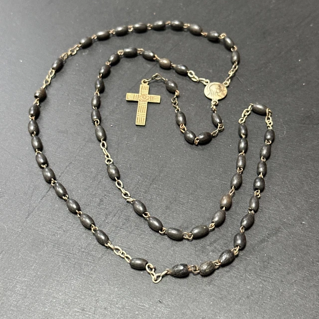 Rare Chapelet Ancien En Acier Du XIXème Avec Boule Et Croix Reliquaire - CH98