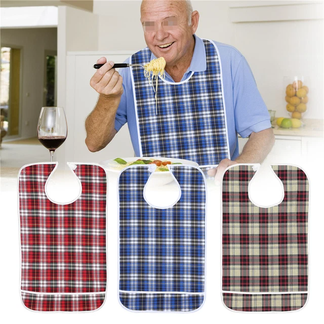 Babera impermeable para adultos mayores a la hora de comer lavable con bolsillo ayuda para comer ropa profesional AP