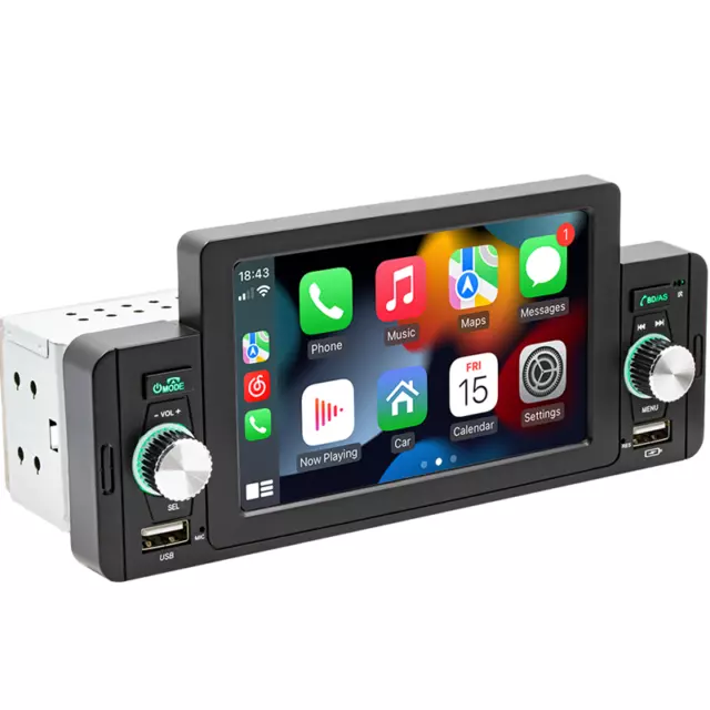 Single Din 5in Android Auto Radio Car Stereo MP5 Player  Mirror Link BT Carplay