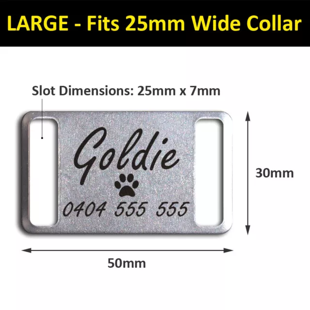 Stainless Steel Personalised Laser Engraved Silent Slider Collar Pet Dog Tag