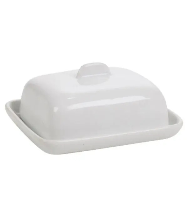 Ceramic Mini Butter Dish Serving­ Bowl With Lid White 11cm Boxed China Keeper