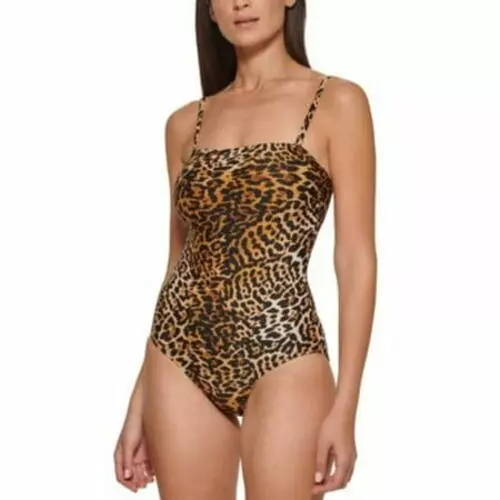Calvin Klein Women's Modern Leopard Print  One Piece Swimsuit Size 6 NWT