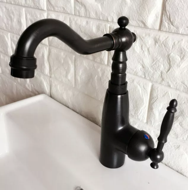 Black Oil Rubbed Brass Bathroom / Kitchen Sink Swivel Faucet Mixer Tap fnf374