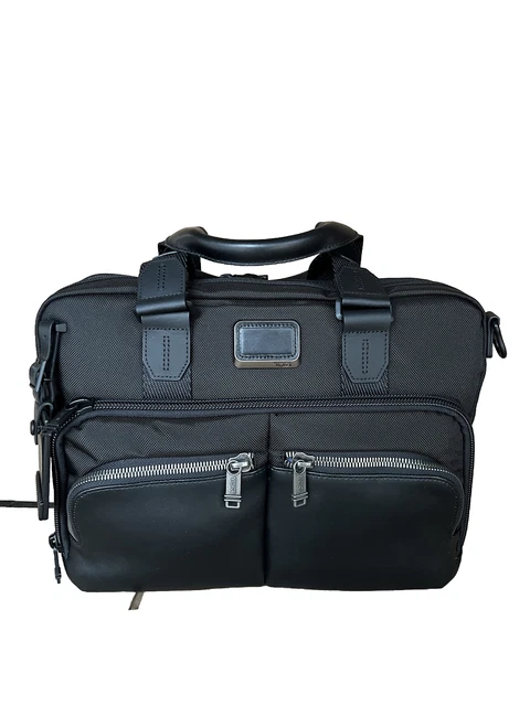 Tumi Alpha Bravo Nylon & Leather Albany Slim Commuter Brief 232640 Black