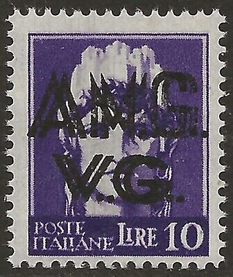 Italy 1945-47 AMG VG 10L Purple #1LN7 with DOUBLE OVPT variety Error F/VF-NH