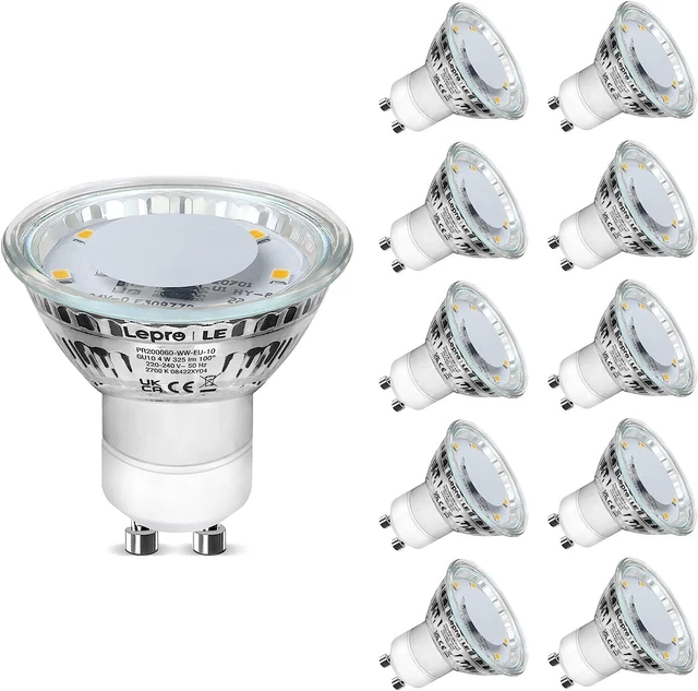 Lepro GU10 LED Glühbirnen 2700K 4W (= 50W Hal) WARMWEISS (10ER-PACK)