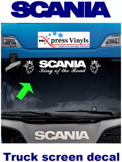 Scania "King of the road" windscreen decal. Scania truck sticker graphic