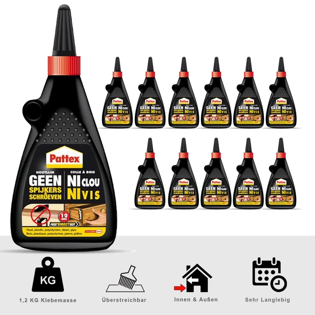 12 X Pattex Pegamento para Madera,Adhesivos - Rápido Secado Y Firmes - 4,99€ /