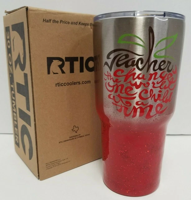 Custom Made 30oz Glitter Epoxy Tumbler Teacher Change World Gift RTIC New
