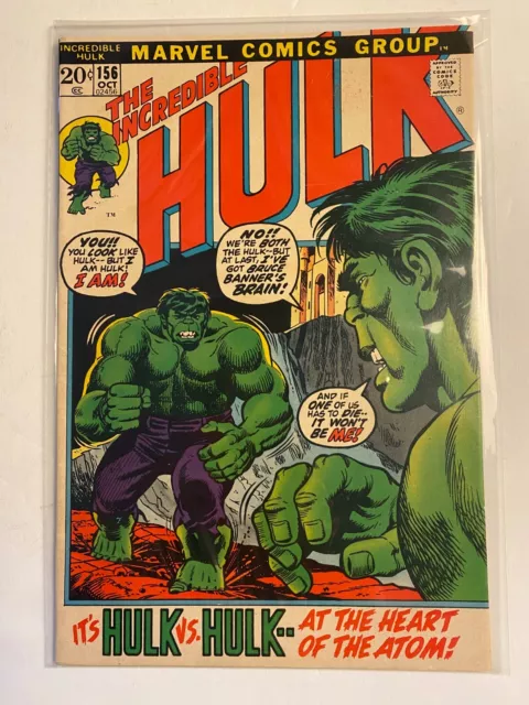 Incredible Hulk #156 Marvel Oct 1972  Bronze Age Issue  Off White Pages  VF+ 8.5