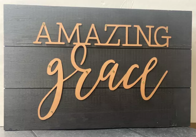 Brownlow Gifts Amazing Grace Wood w Metal pallet sign 14 x 9 New