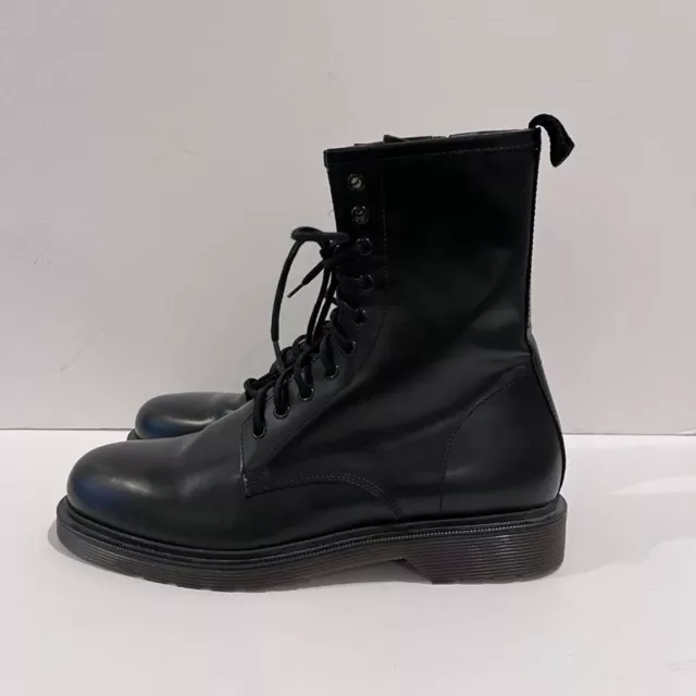 Barneys New York Leather Combat Boots Size 9.5 Men's Black Lace Up 3