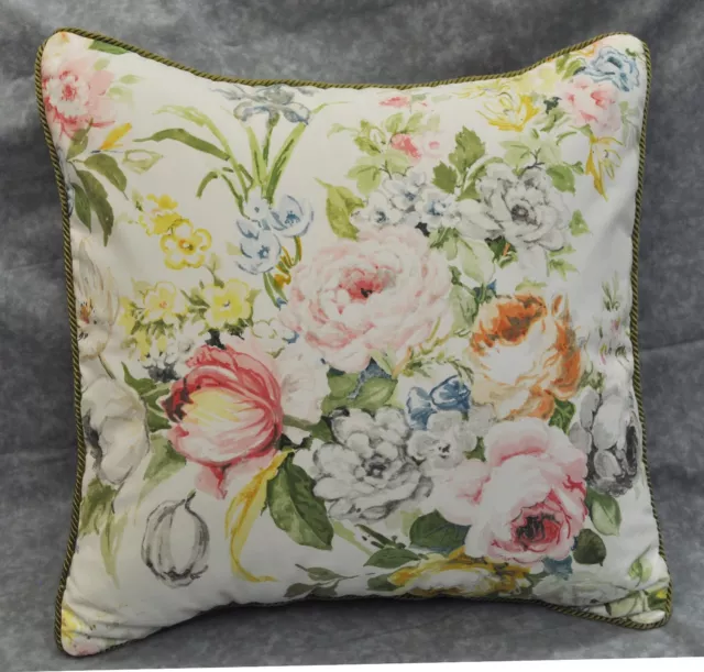 Corded Pillow made w Ralph Lauren Home Lake Pastel Floral Cotton Fabric 18"