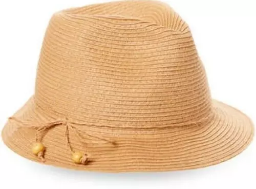 August Hats Packable Woven Straw Forever Fedora Sun Hat Natural Beige New