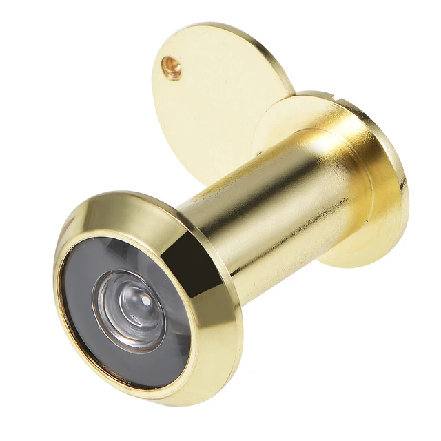 Brass 220-degree Door Viewer with Cover for 35mm-60mm Doors Polished Gold